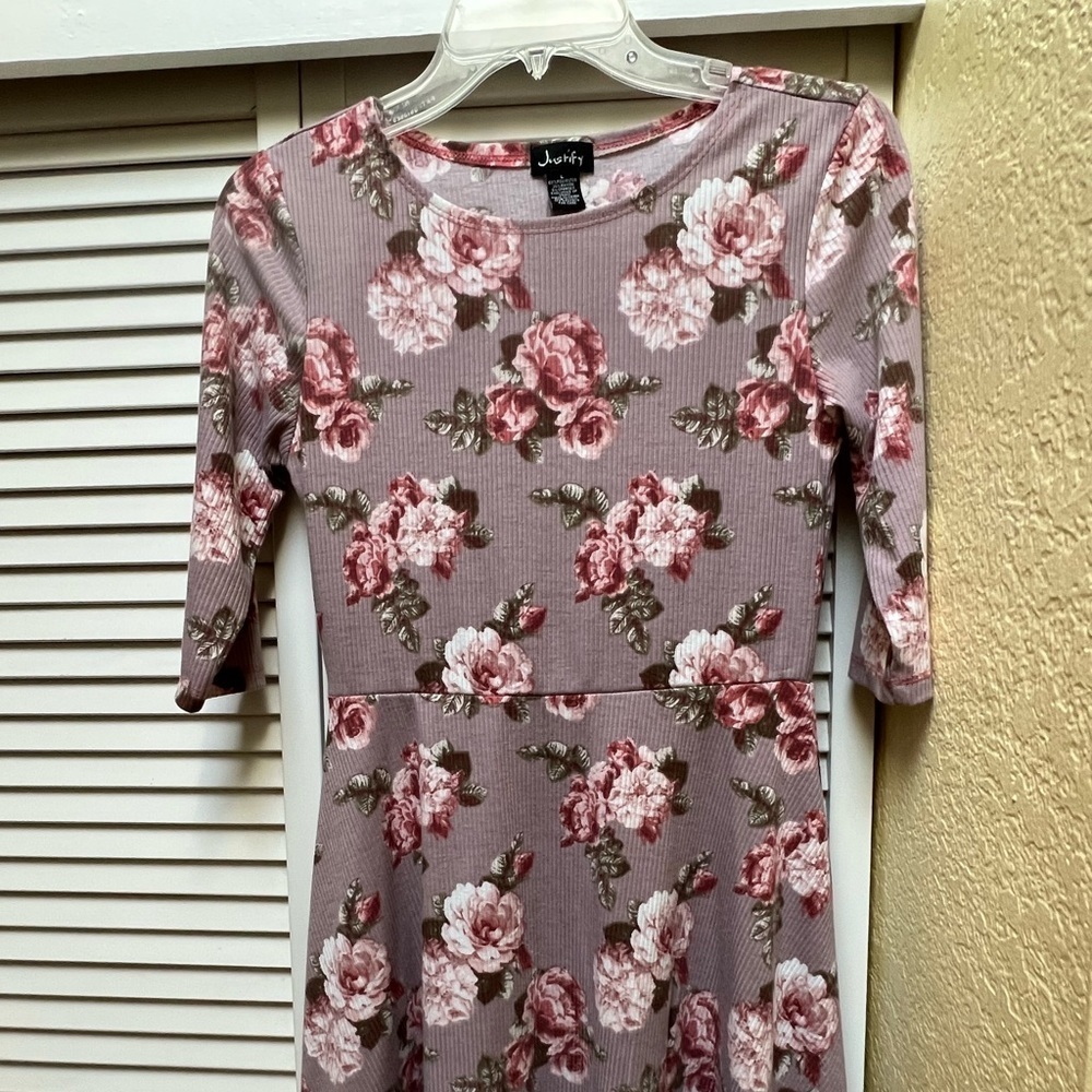Justify Women’s Pink Flowers Floral Dress Sz L